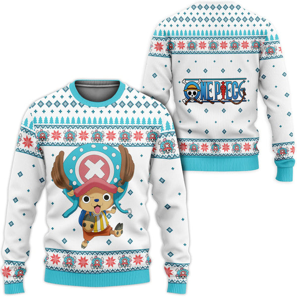 Divesart - Tony Tony Chopper Valkoinen Anime Ugly Joulupaita ja -huppari Yksiosaiset Anime-joululahjat